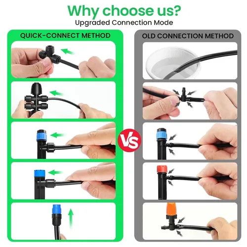 Vista 8 de Kit automático de riego por goteo para invernadero, patio y jardín, sistema de riego por micronebulización con boquillas ajustables, temporizador