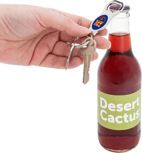 Vista 5 de Desert Cactus Llavero para abridor de botellas del FC Barcelona Club de Fútbol Fútbol Fútbol Llaves de coche (botella plateada A)