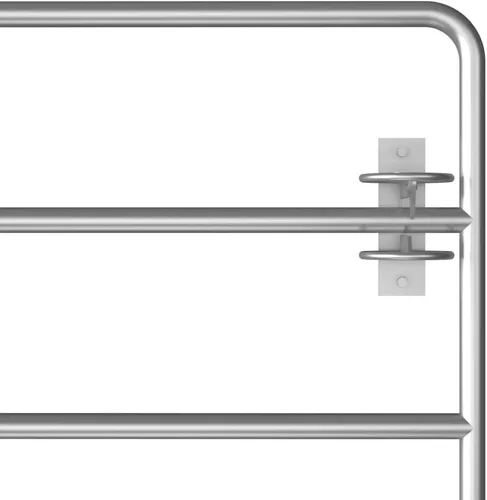Vista 2 de vidaXL Puerta de campo de 5 barras de acero (45.3"-118.1") x35.4 plata