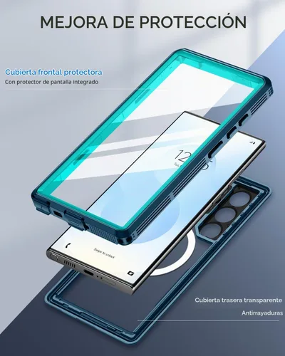 Vista 3 de Lanhiem Funda Magnética para Samsung Galaxy S25 Ultra, Funda Impermeable y Resistente al Polvo IP68, [Compatible con Magsafe]