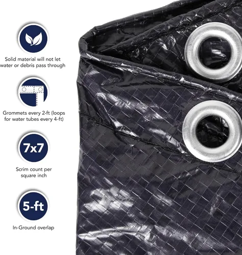 Vista 4 de Funda para piscina rectangular de tierra Defender, 8 años, Azul marino oscuro