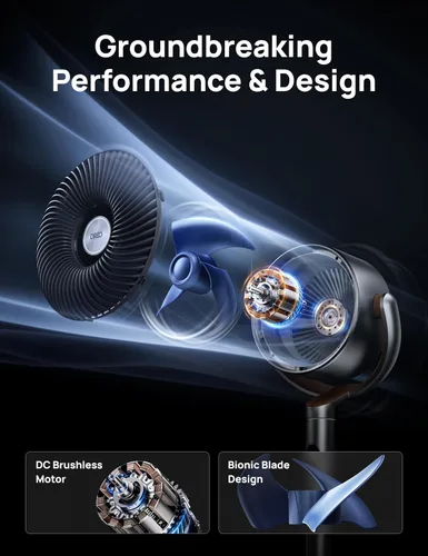 Vista 6 de Dreo - Ventilador de pie, oscilación inteligente de 120°+120°, ventiladores de piso con control Wi-Fi/por voz, ventilador de 90 pies