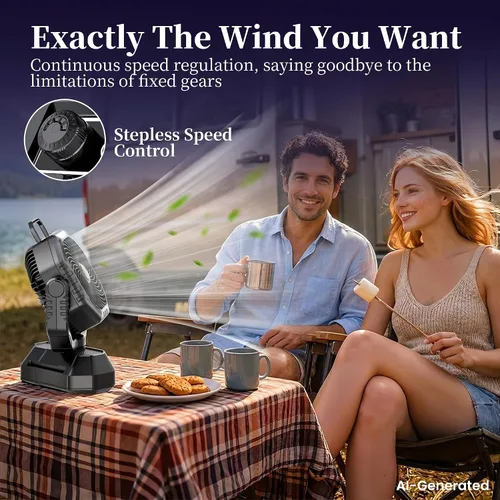 Vista 5 de AJVV Ventilador de camping con luz, control remoto y oscilación, ventilador colgante de tienda de campaña a batería, recargable portátil