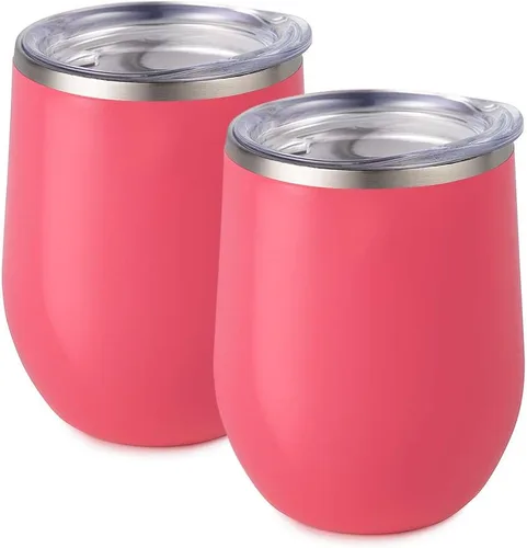 Vista 45 de Vaso de vino Maars Bev sin soporte de con paredes dobles aislantes al vacío de acero inoxidable de 12 onzas, Fucsia