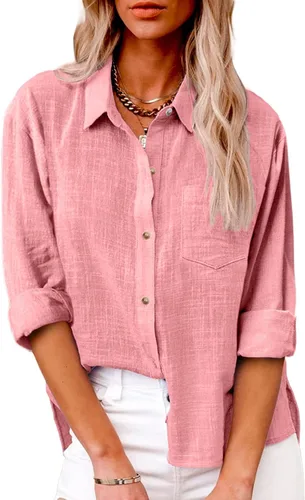 Vista 16 de SMIDOW Camisa de algodón y lino con botones para mujer