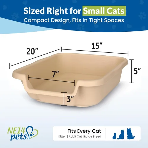 Vista 5 de KittyGoHere - Caja de arena para gatos mayores, sartén pequeña con cuchara jumbo de mango largo, caja de arena para gatos de entrada baja, ligera
