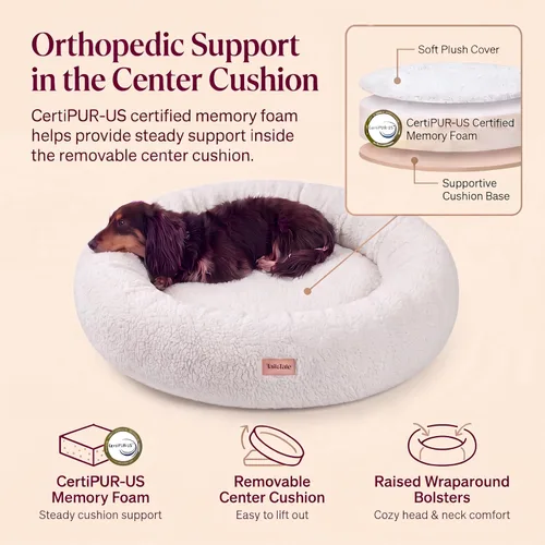 Vista 5 de Cama refrescante y calmante para perros grandes – Cama ortopédica redonda de espuma viscoelástica para aliviar la ansiedad y apoyo