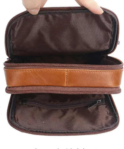 Vista 5 de Bolso de hombro pequeño de cuero para hombres y mujeres para viajes al aire libre negocios