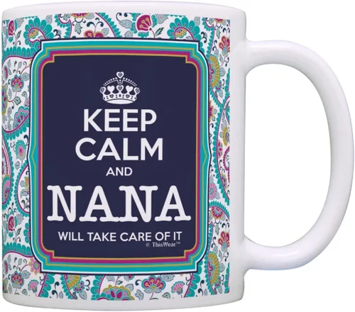 Vista 12 de Taza de té o café para regalo de cumpleaños con texto "Keep Calm and Nana Will Take Care of It", Rojo