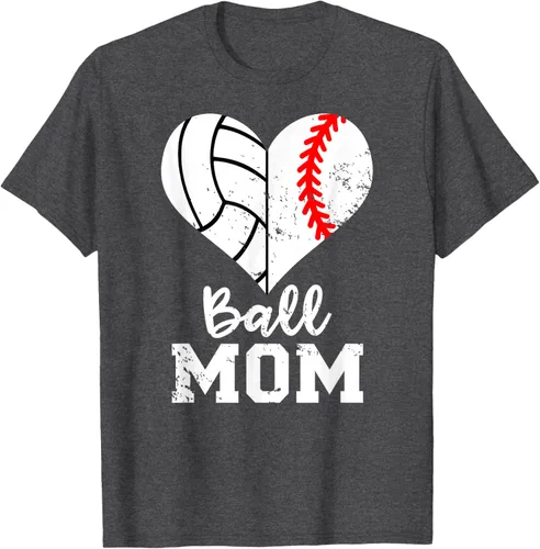 Vista 33 de Ball Mom Heart Funny Baseball Voleibol Mom - Camiseta para mamá, Negro, S