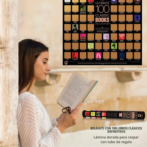 Vista 5 de Travel Revealer Póster de 100 libros clásicos para raspar, 100 libros que todos deberían leer, los mejores libros de todos los tiempos, regalo