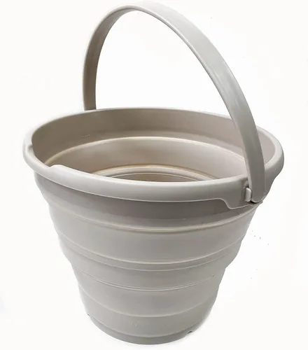 Vista 5 de SAMMART Juego de 2-10L (2.6 galones) cubo de plástico plegable – Tina redonda plegable con asa – Cubo de agua portátil para pesca – Ahorro