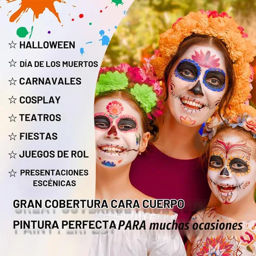 Vista 7 de YBUETE Pintura facial corporal a base de agua blanca para calavera Cosplay Blanco