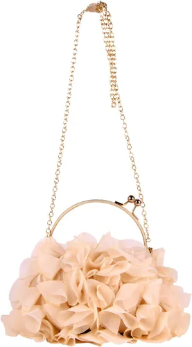 Vista 6 de Lanpet Bolsos de mano florales para mujer, bolso de noche de flores de satén, bolsos de fiesta de graduación