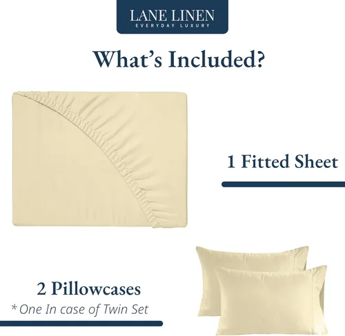 Vista 2 de LANE LINEN Sábana bajera de algodón 100% orgánico Queen Plus con fundas de almohada, resistente a las pelusas y a la decoloración, completamente 18