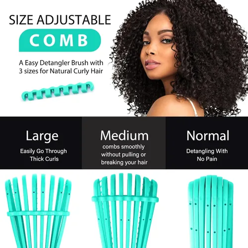 Vista 4 de Juego de 2 cepillos para el cabello, cepillos para el cabello para mujeres, hombres y niños, para cabello húmedo y seco, rizado, grueso, fino, Verde