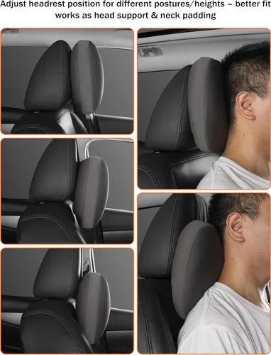 Vista 2 de 2 piezas de almohada de cuello para coche para reposacabezas, cojines de apoyo para asientos de conducción, microfibra de terciopelo, poliéster
