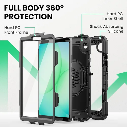 Vista 5 de SEYMAC Funda protectora resistente a prueba de golpes para Samsung Galaxy Tab A9 de 8.7 pulgadas 2023 (SM-X110/X115/X117), resistente a prueba
