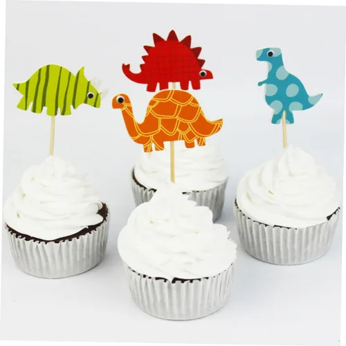 Vista 5 de 96pcs Dinosaur Cake Toppers Birthday Cake Decorations Inserted Cards for Party Supplies