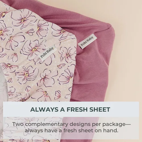 Vista 6 de Pobi - Funda para cambiador de bebé para niñas, algodón suave, paquete de 2 (flores)