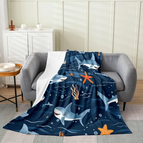 Vista 43 de Erosebridal Hammerhead Shark Flannel Blanket 40x50 Marine Life Fuzzy Plush Throw for Sofa Couch Hammerhead Shark Lover Gifts Ocean Sealife Fleece