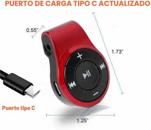 Vista 2 de Receptor Bluetooth para auriculares, auriculares, altavoz o audio de coche, con micrófono para llamadas manos libres y música.