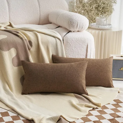 Vista 13 de Fundas de almohada decorativas Demetex grises 18x18, fundas de almohada cuadradas de lino para sofá, fundas de almohada estilo granja para cama