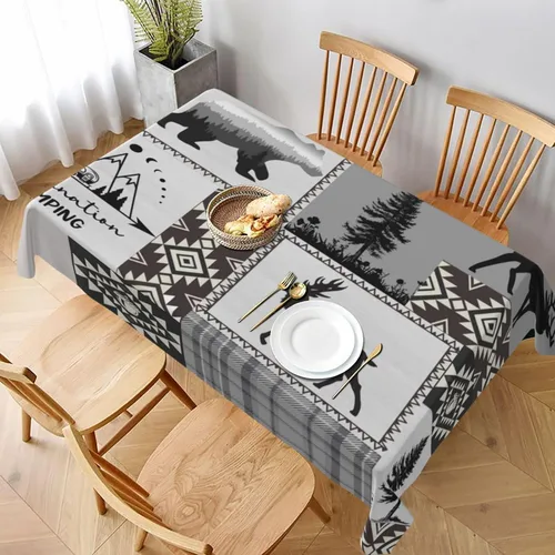 Vista 26 de Mantel azteca, diseño geométrico tribal, decoración rústica de nativos americanos, estilo suroeste, impermeable, lavable, para decoración de cocina