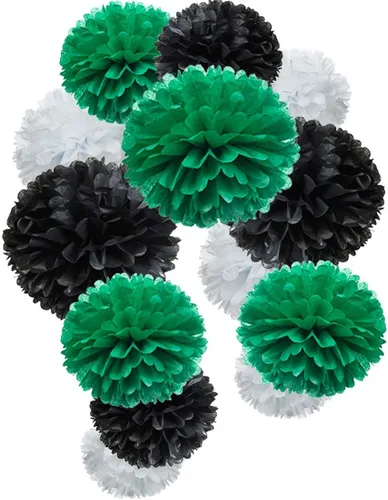 Vista 24 de Pompones de papel negro para fiestas (12 unidades)