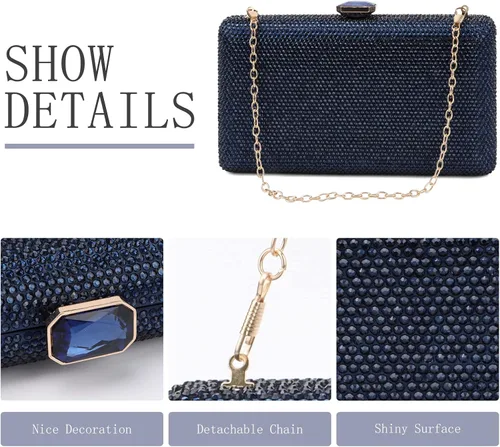 Vista 5 de KUANG! Bolsas de noche de cristal para mujer, bolsa de mano formal para fiesta, bolso de boda con diamantes de imitación, bolso de novia para fiesta