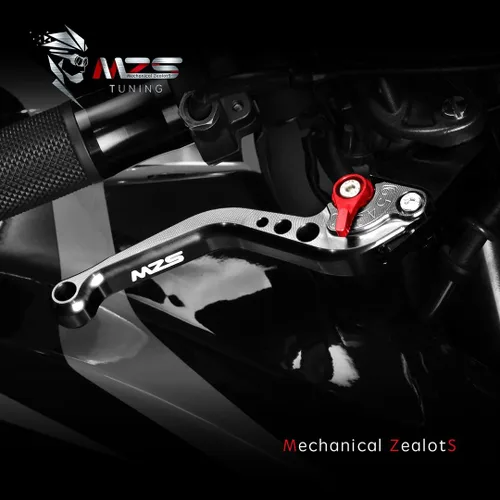 Vista 2 de MZS Palancas de embrague/freno cortas ajustables p/moto, negro, CNC, compatibles con EX650 ER-6F ER-6N 06-08 KLE650 06-08 GPZ500S EX500 90-09