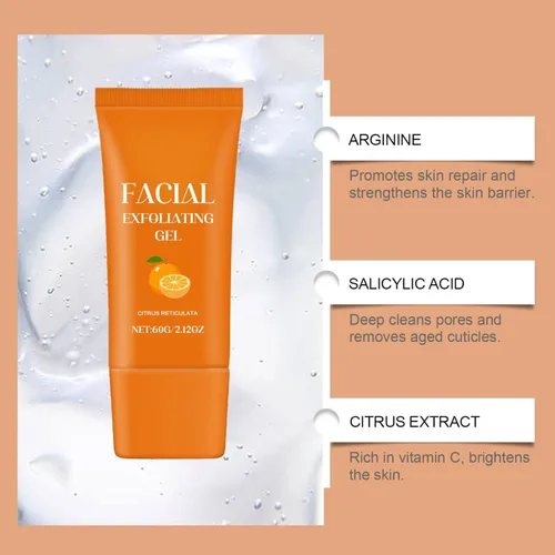 Vista 3 de Gel exfoliante facial naranja, exfoliante suave para cara y cuerpo, gel pelador que elimina puntos negros e hidrata la piel