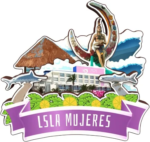 Vista 7 de Isla Mujeres Mexico - Imán de madera para nevera, colección 3D, madera 3D, hecho a mano, recuerdos de la ciudad, imán para nevera, decoración
