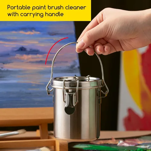 Vista 6 de MEEDEN Lavadora de pinceles de pintura portátil: limpiador de pinceles de artista de acero inoxidable para pintura al óleo y acrílica - pequeño