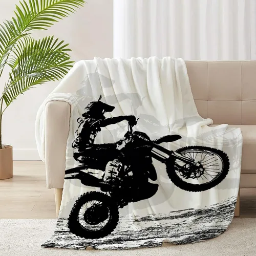 Vista 10 de Manta de forro polar suave para regalo de motocicletas de motocross, manta acogedora de franela, aire acondicionado, 50x40 pulgadas para niños