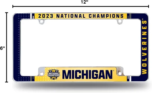 Vista 7 de Rico Industries NCAA Michigan Wolverines 2024 CFP National Champions - Marco de matrícula cromado de 12 x 6 pulgadas para automóvil, camión, SUV