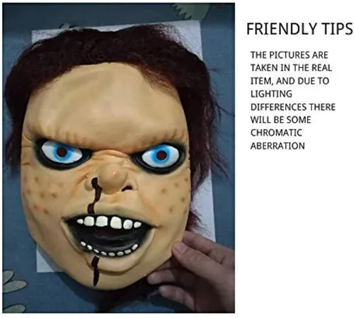 Vista 7 de Máscara de Halloween aterradora máscara de Halloween espeluznante para niños máscaras de terror de látex para adultos figuras de acción de Chucky