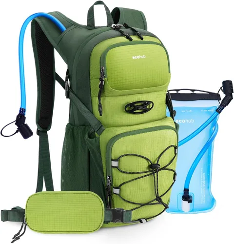 Vista 11 de ECOHUB Mochila de Hidratación para Hombres Mujeres, Mochila de Senderismo Ligera de 20L Mochila de Ciclismo con Vejiga de Agua de 2L, Paquete