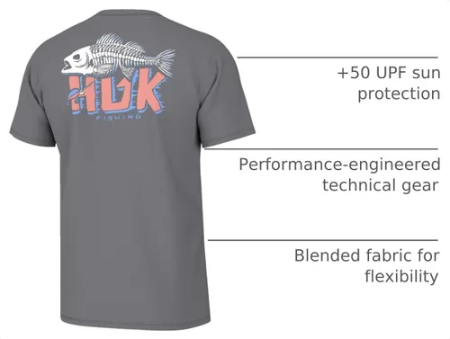 Vista 4 de HUK Mens Fishing Graphic Tee, Performance Short Sleeve, Quick-Dry Bass Bones - Búho nocturno