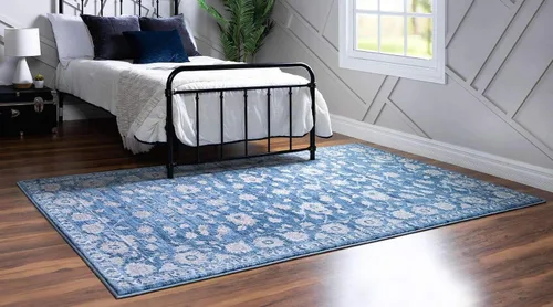 Vista 3 de Unique Loom Boston Collection - Alfombra rectangular de 2 x 3 pies y 1 pulgada, color azul y marfil