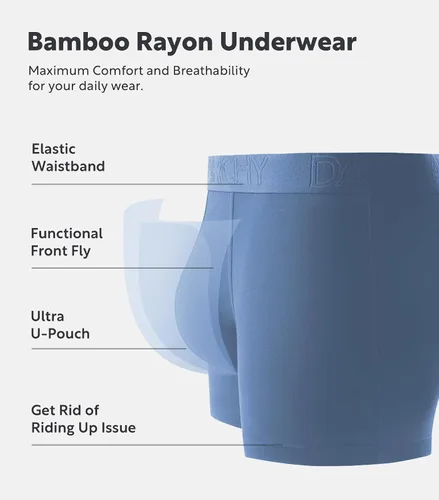 Vista 5 de DAVID ARCHY Mens Underwear Bamboo Rayon Boxer Briefs Breathable and Soft with Fly Underwear for Men 3 or 4 Pack
