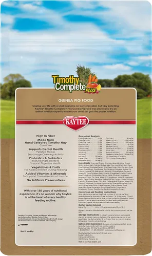 Vista 3 de Kaytee Timothy Hay Complete Plus Frutas y Verduras Alimento de cobayas