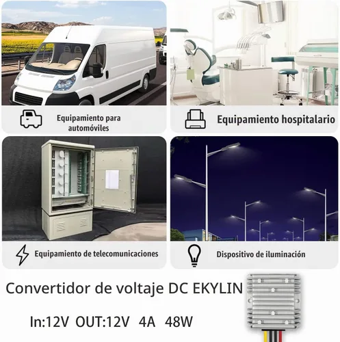 Vista 2 de Estabilizador de voltaje para automóvil, regulador de voltaje resistente de 12 V, 4 A, 48 W, protector de sobretensiones para batería de automóvil