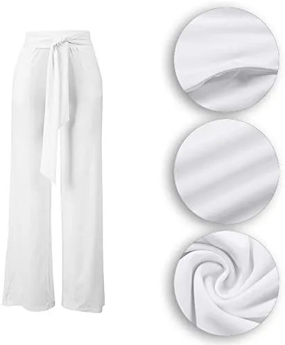 Vista 3 de VOIKERDR - Pantalones de trabajo largos, elásticos, pierna recta, cintura alta con cinturón, para mujer