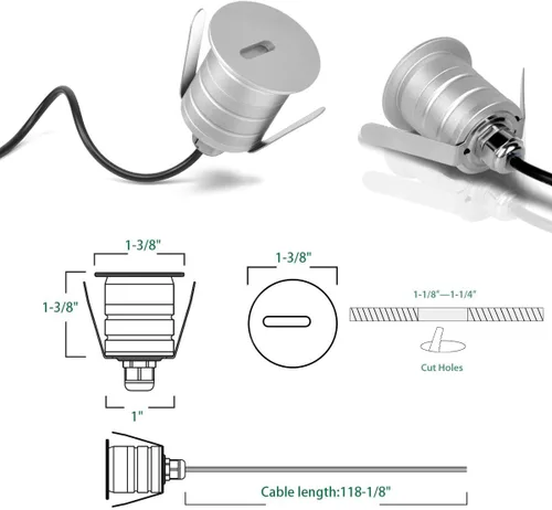 Vista 4 de 1W luces de paso de la baja tensión LED, prenda impermeable al aire libre Plateado