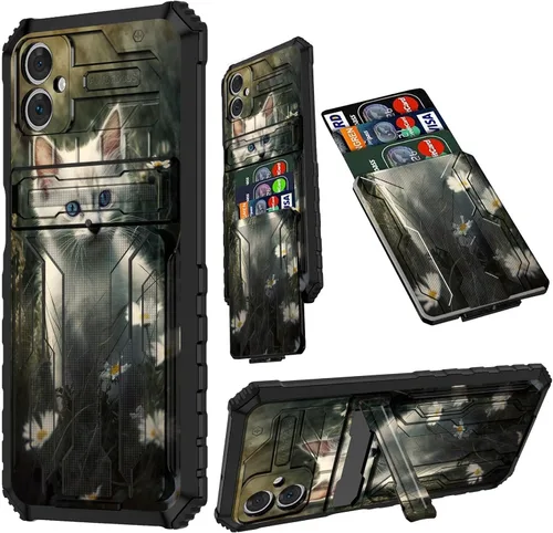 Vista 100 de Funda para Samsung A13 5G, Galaxy A13 5G con tarjetero desmontable atril resistente a prueba de golpes funda protectora para Samsung Galaxy A13 Gato
