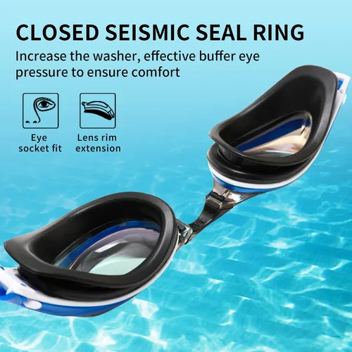 Vista 5 de Body+ Gafas de natación para miopes, gafas de natación con lentes ópticas con espejo/sin espejo para miopía, antivaho para hombres y mujeres adultos