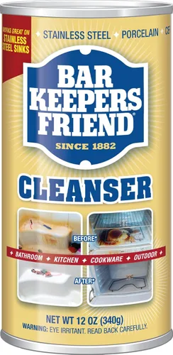 Vista 6 de Bar Keepers Friend Limpiador en polvo (12 onzas, paquete de 4 unidades), limpiador multiusos y removedor de manchas, baño, cocina y uso al aire