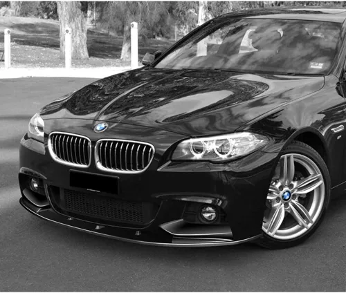 Vista 5 de Q1-TECH, borde de parachoques delantero compatible con BMW Serie 5 2011 - 2016 F10 / M-Sport solo parachoques, alerón de parachoques delantero, kit