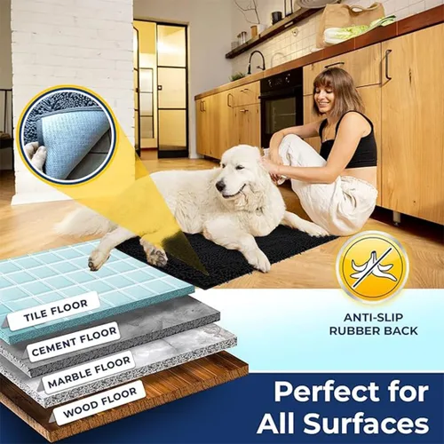 Vista 5 de Muddy Mat Alfombras de Baño de Chenilla de Microfibra de Secado Rápido Antideslizantes Lavables, Extra Gruesas, Suaves y Altamente Absorbentes